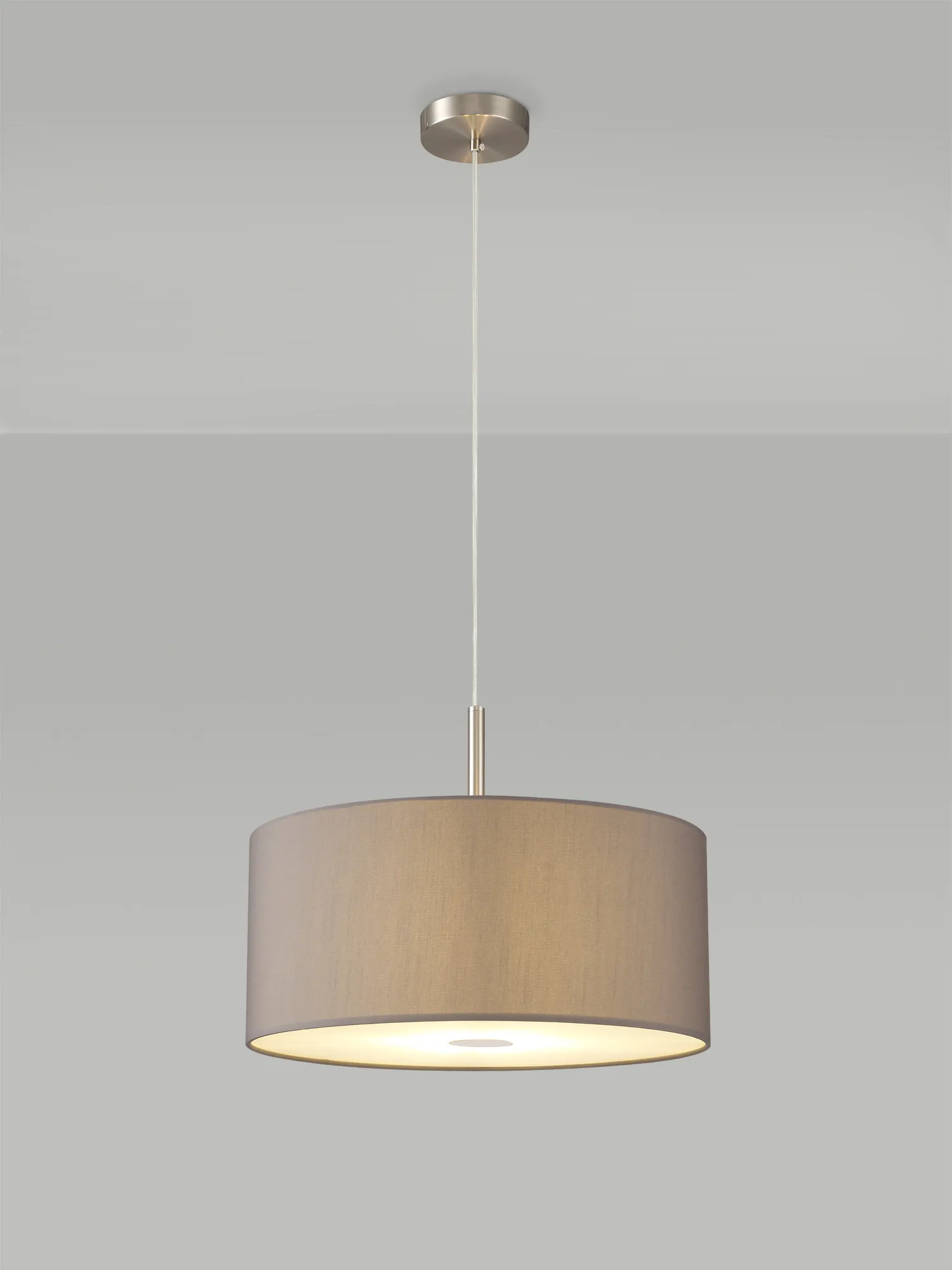 Baymont 40cm 3 Light Pendant Satin Nickel, Grey, Frosted Diffuser DK0446  Deco Baymont SN GR